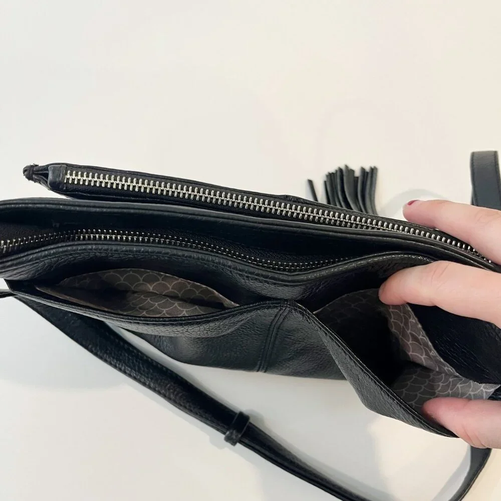 Brighton Barbados‎ City Organizer Purse Black Pebbled Leather Bag